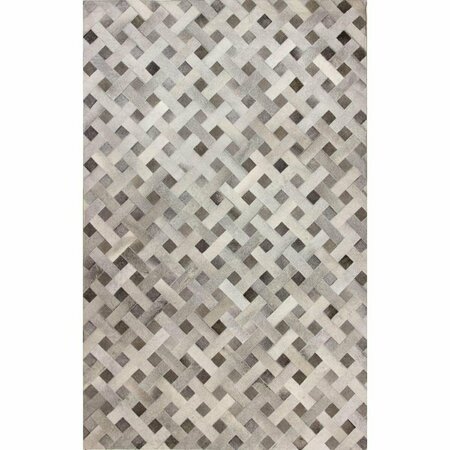 BASHIAN 5 x 8 ft. Santa Fe Collection Contemporary Leather Hand Stitched Area Rug, Grey H112-GY-5X8-H33